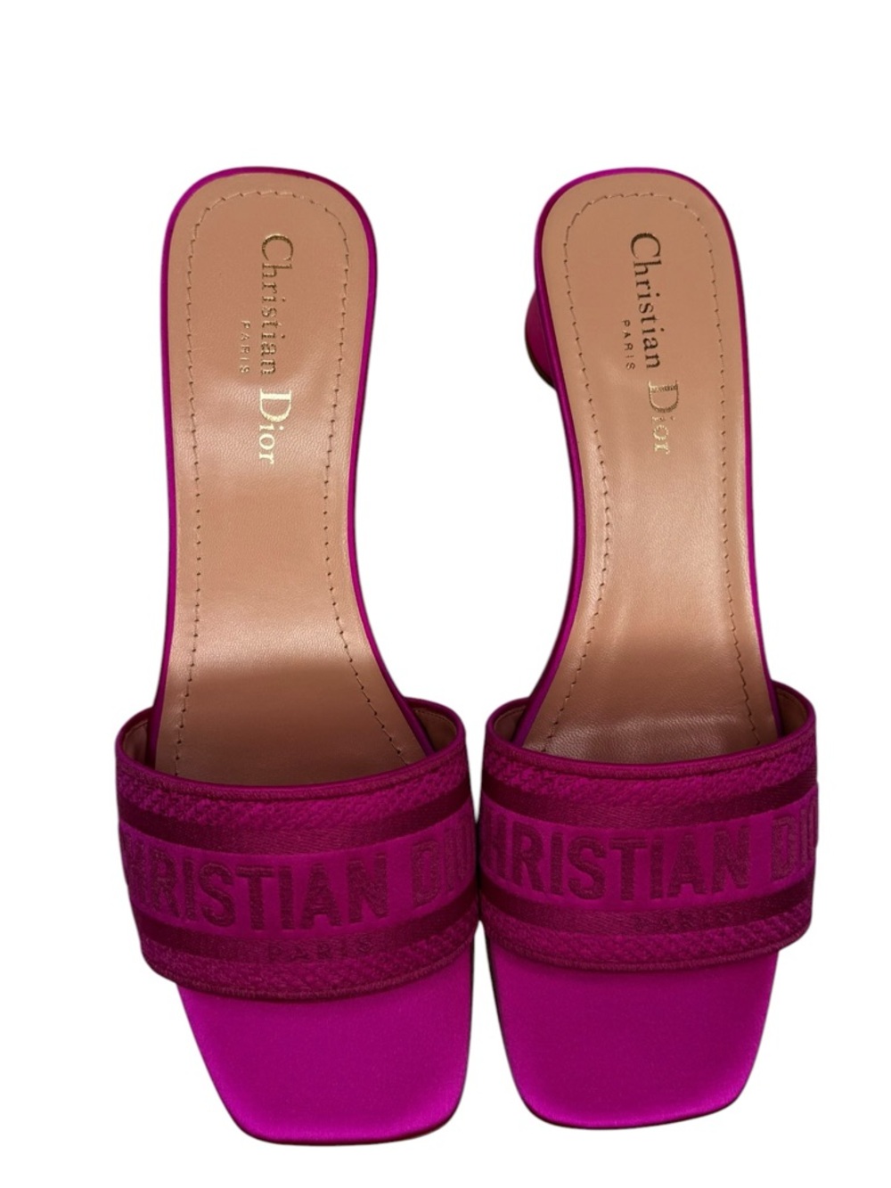 Christian Dior Dway Slide Sandals Rani Pink Satin Heeled Resort Vacation 41 NWT - Picture 4 of 10